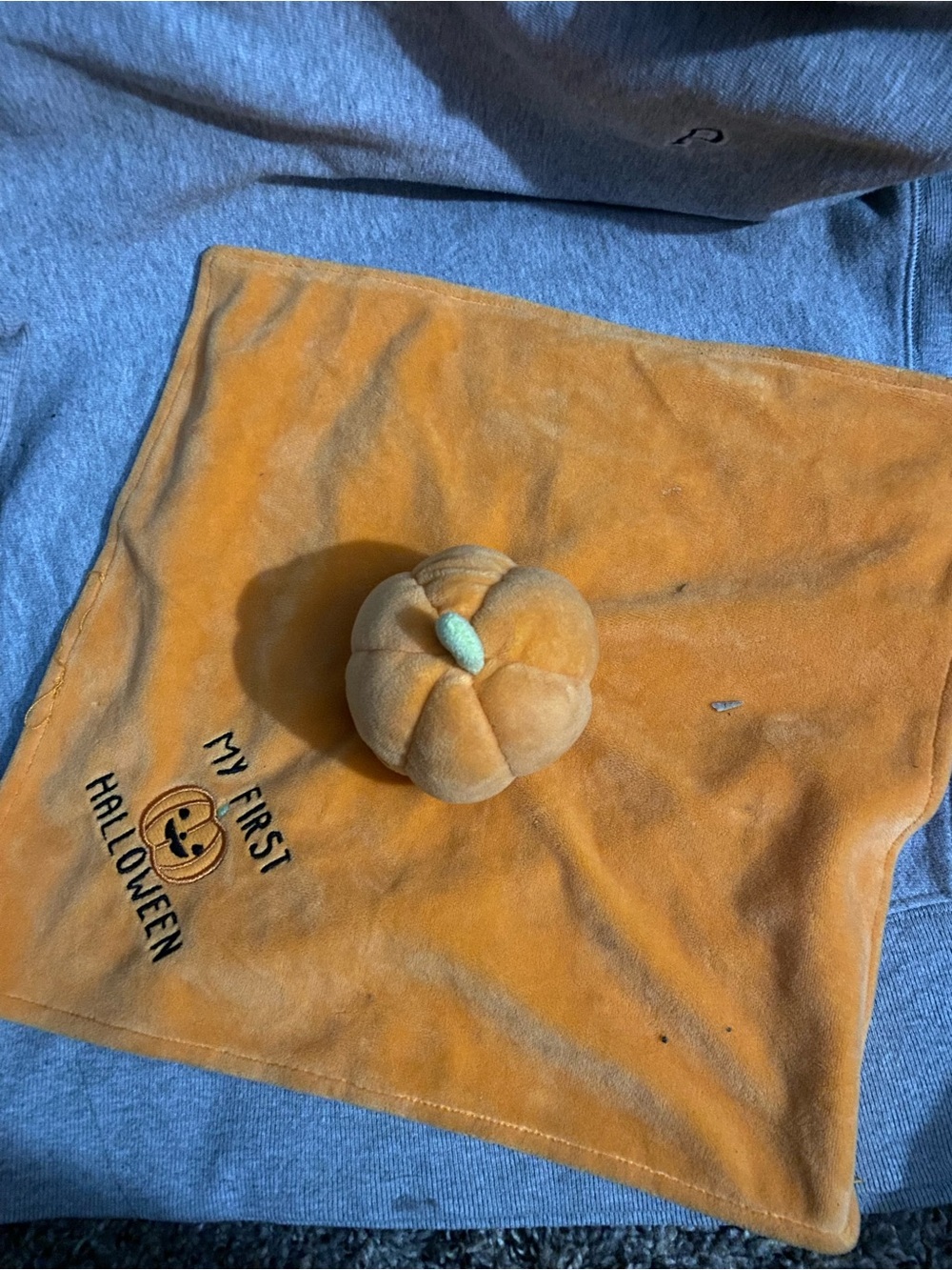 Unbranded Orange Plush Pumpkin Lovey blanket - My First Halloween